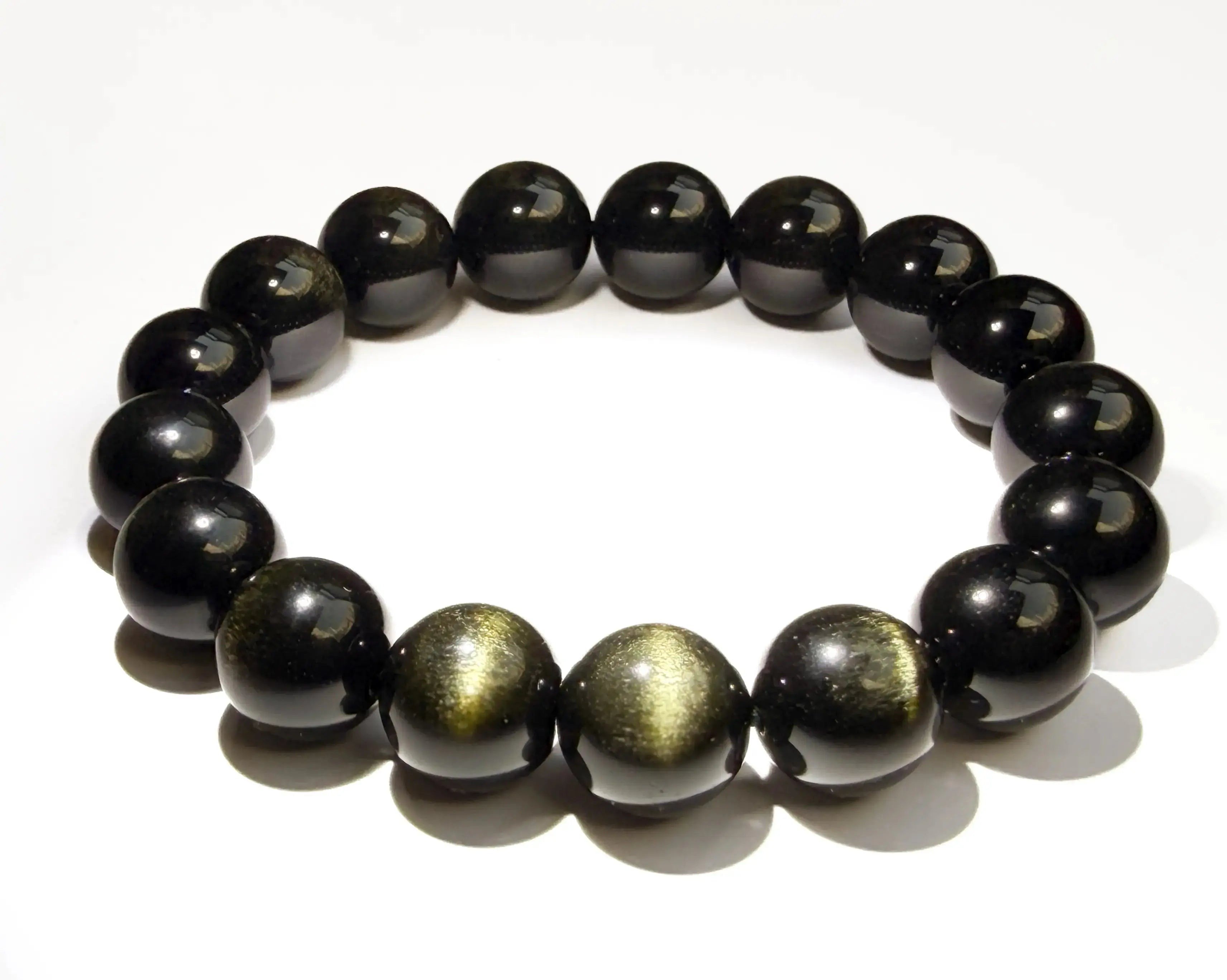 Gold and Silver Sheen Obsidian Bracelet for Protection